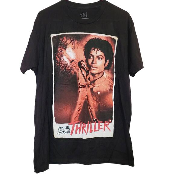 Michael Jackson Thriller black graphic band tshirt size large 80s Retro Classic - Picture 1 of 6